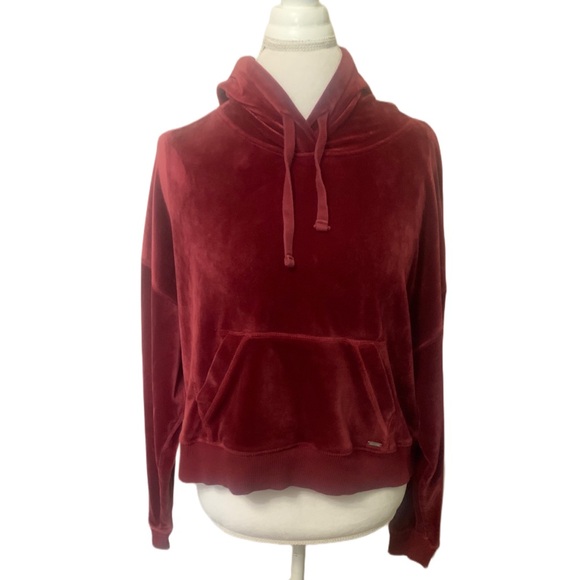 Hollister Tops - Hollister Velour Burgundy Hoodie